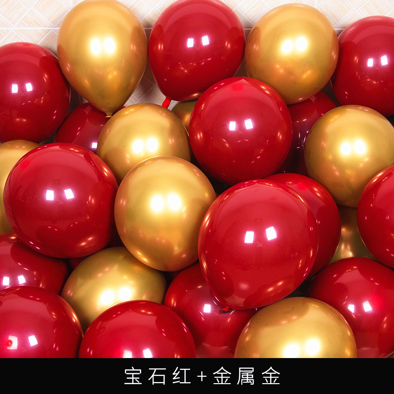 宝石の赤い金色の風船は結婚の誕生日のパーティーの開業周年の祝典のシーンの雰囲気の配置の用品を飾ります。|undefined