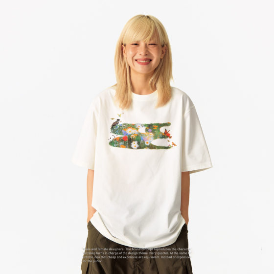 Crying Center Flower and Bird 3C Environmentally Friendly Degradable Short-sleeved T-shirt Men's Couple Pure Cotton Summer Breathable Simple Crying
