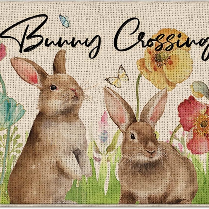 Transfronterizo de Amazon conejo de Pascua alfombra de piso decorativa Flor de camión alfombra de puerta de interior y exterior alfombra de pie de pasillo al por mayor