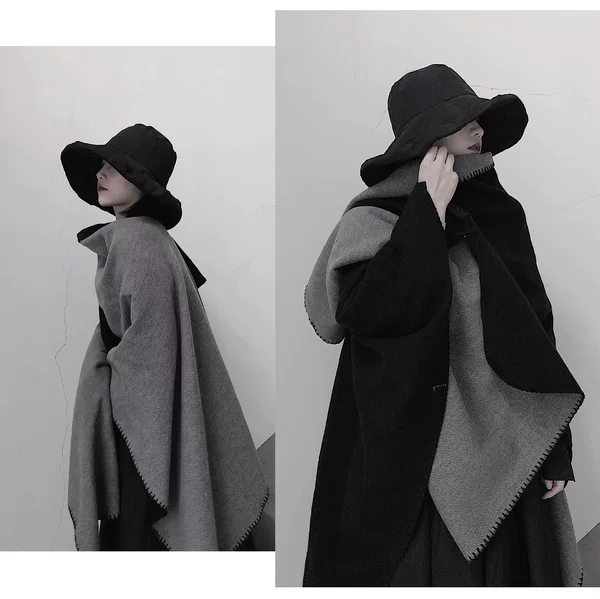 Women's Winter Shawl, European and American Style, Dual-Use with Slits, Summer Sun Protection Cape, Warm Pullover Shoulder Wrap