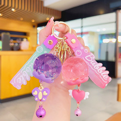かわいい甘いドライフラワー流砂ボールのキーホルダー卸売りアクリルキーホルダーアクセサリー