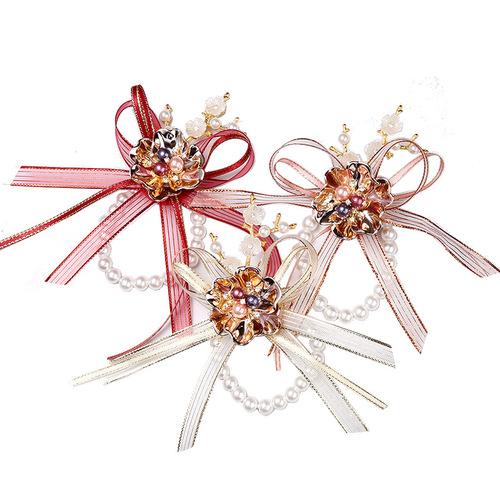 Wedding wrist flower wedding bride bridesmaid sister hand flower Korean wrist flower cloth dance gift wedding supplies