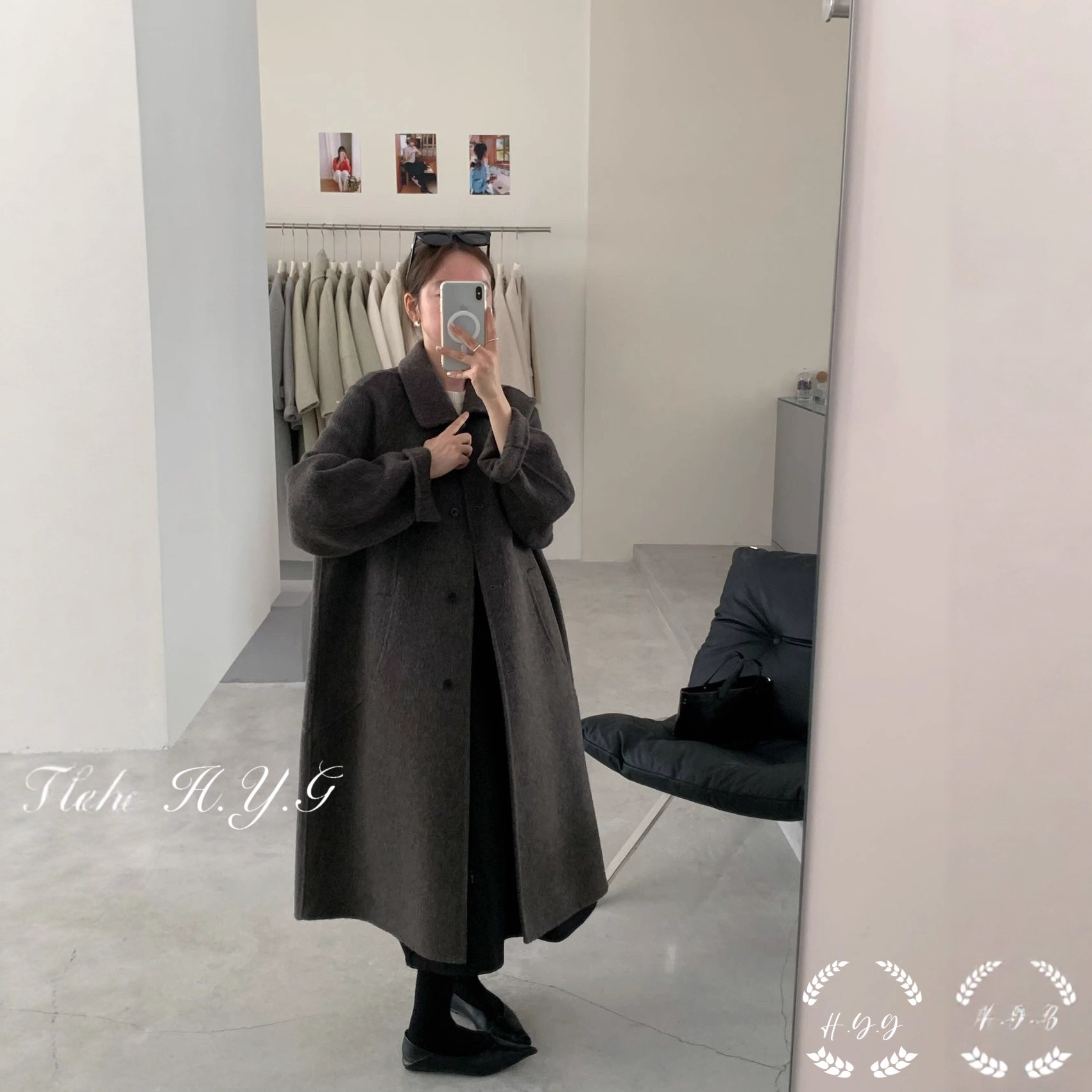 【小情歌】秋冬新款娃娃领单排扣韩系时尚显瘦双面羊毛大衣外套女