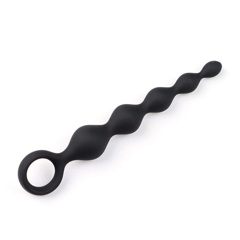 Gradual Expansion Silicone Anal Beads Prostate Massager Plug, Five-Bead Black Design — detail image 4