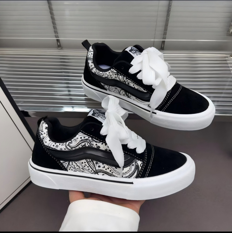 2026 New Model Couple's Retro Printed Low-Top Casual Shoes Versatile Student Loafers Trendy Korean Style