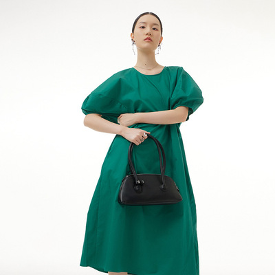 2022夏季新款大码女装宽松休闲连衣裙胖MM灯笼袖大码连衣裙82063