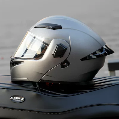 Winter Flip-Up Motorcycle Helmet for: Motosiklet kaskı (dəbilqə) - metallic-gray-3cdot-dual-certification-face-helmet-comes-with-anti-fog-agent-one-size-fits-all