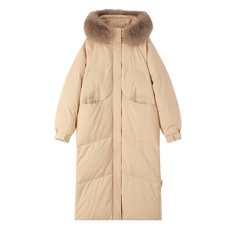 Parka oversized de damă cu glugă din blană artificială și șnur_voghion.com