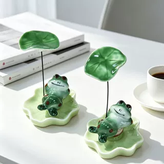 陶瓷转转荷叶青蛙搞怪玩偶玩具生日礼物创意桌面摆件招财车载解压