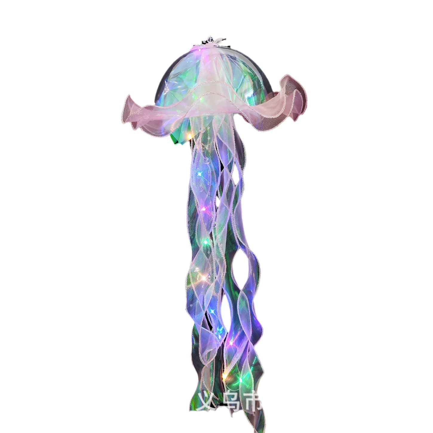 Светящаяся лампа-цикада-небесная медуза? Я не уверен. User had "Luminous Jellyfish Lamp, Crystal Handheld Night Light, Iridescent LED Decorative Toy". Translation: "Светящаяся лампа-аквариум?" Wait jellyfish lamp is jellyfish lamp. In Russian: "Сияющая лампа-джеллифиш" proper: "Сияющая лампа-js медуза". Better: "Сияющая лампа-медуза". Crystal handheld night light: «Кристальная портативная ночная подсветка» Iridescent LED decorative toy: «Иридесцентная светодиодная декоративная игрушка»
