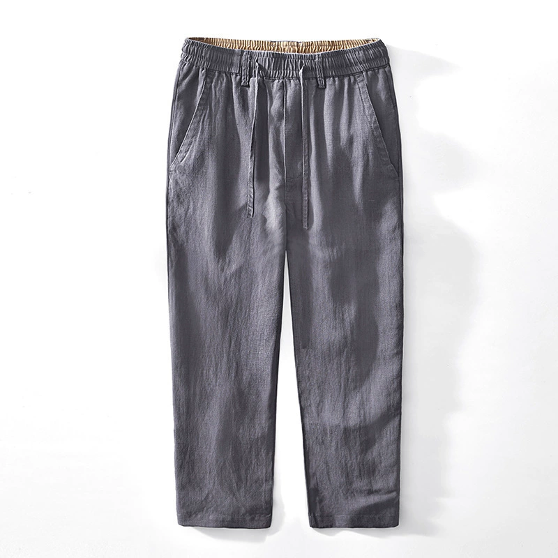 L8245 эластые льняные брюки прямые свободные брюки льняной тяньси