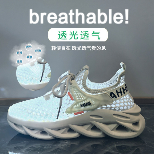 2024 Summer New Knit Shoes Korean Style Women's Sport Net Face Breathable Student Casual Flat Running Shoes H8082