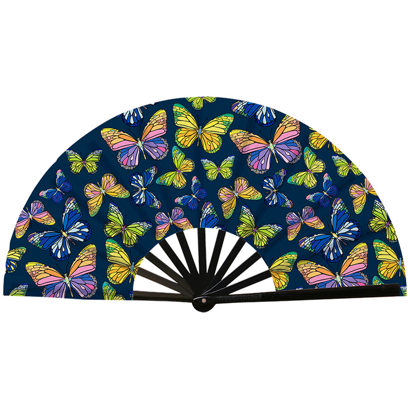 Abanico Plegable de Kung Fu de Plástico, Colorido, para Conciertos y Fiestas