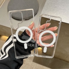 サムスンs 25磁気吸引携帯ケースはSAM携帯電話保護カバーs 24ultraアクリル透明転倒防止s 23を適用します。