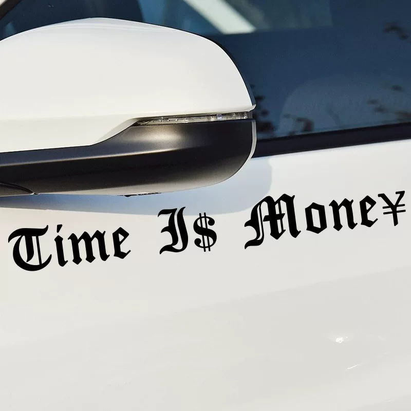 Наклейки на автомобиль: надпись «Time is money», английские легкие брови, декоративные наклейки на кузов, капот, стекло