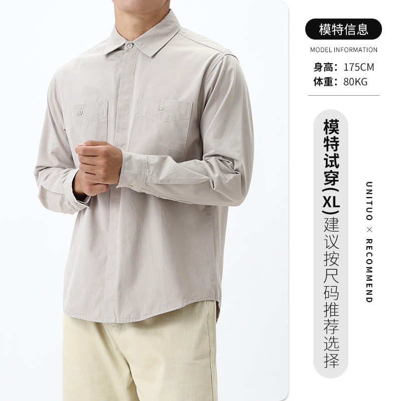 Camisas de trabajo de algodón de alto nivel para hombres 2025 nuevas con solapa casuales sueltas y versátiles camisas de manga larga chaqueta para hombres