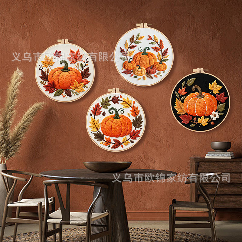 Nuevos productos bordados de calabaza DIY material manual paquete de tela aguja y hilo conjunto inglés transfronterizo