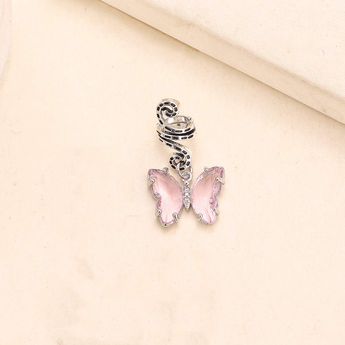 Red famoso nuevo anillo de pelo de trenza sucia personalidad hip hop colgante de cristal mariposa anillo de pelo de moda cool girl tocado para el pelo