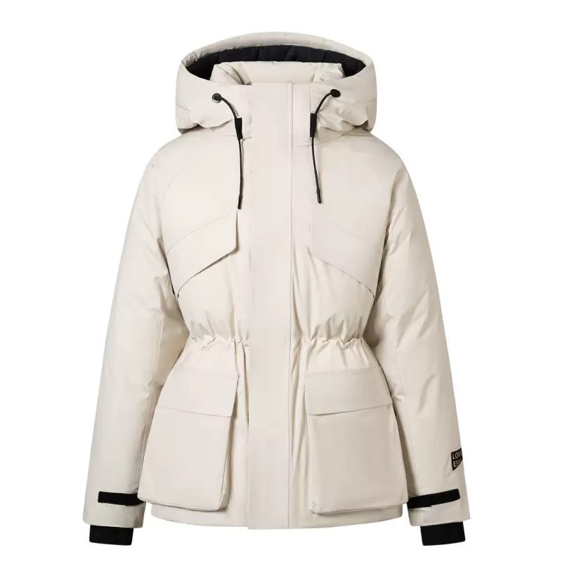 户外登山派克服冲锋衣收腰风衣鹅绒女外套黑金风壳服中长款羽绒服