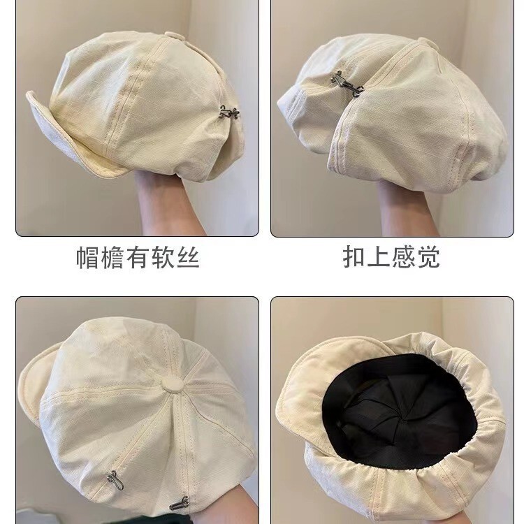 2025新款设计师自留款大版显脸小日系文艺帽子女复古画家贝雷帽子|undefined