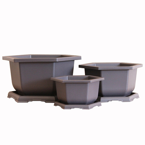 Gardening imitation purple sand flower pot thickened plastic hexagonal orchid pot succulent flower pot rectangular bonsai pot wholesale