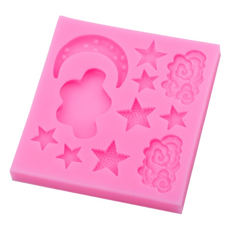 DIY nuevo blanco nube estrella Luna epoxi molde fondant pastel molde de silicona chocolate epoxi molde de arcilla