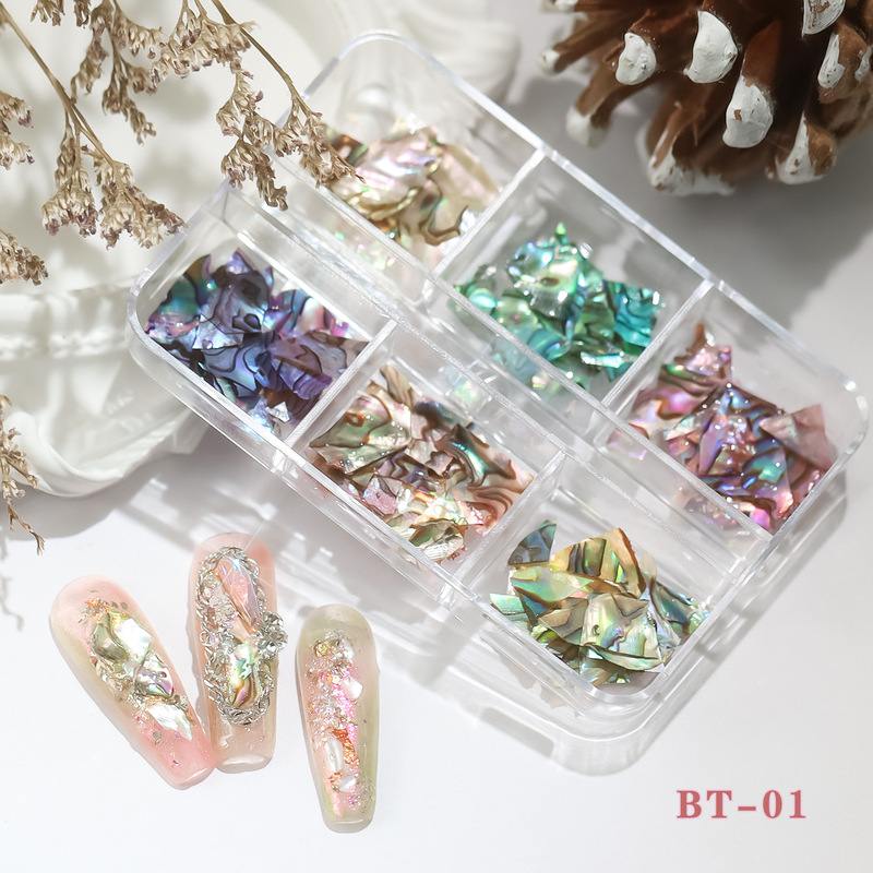 6 color set box deep sea Aurora color Shell nail jewelry natural ultra-thin magic color abalone shell nail decorations 6 color set box deep sea Aurora color Shell nail jewelry natural ultra-thin magic color abalone shell nail decorations