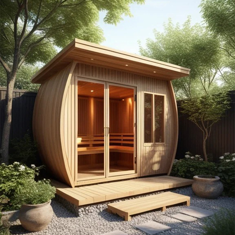 Sala de sauna de aguas termales al aire libre Sala de vapor de sudor doble individual Sala de vapor seco para cuatro personas Sala de vapor de patio multijugador Casa de madera