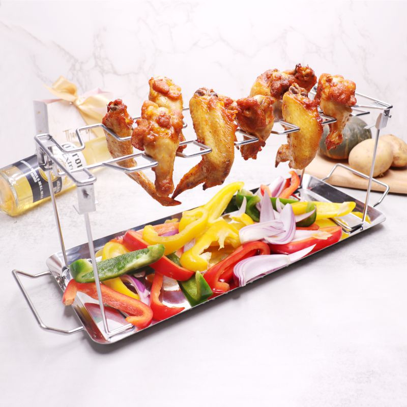 Amazon pierna de pollo plegable de acero inoxidable parrilla al aire libre para llevar bandeja inferior parrilla parrilla barbacoa picnic parrilla