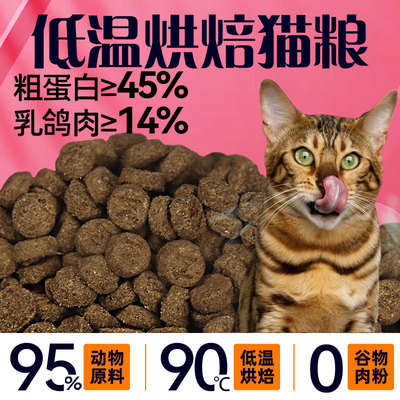 低溫烘焙貓糧 無谷乳鴿子肉幼貓成貓鮮肉寵物貓糧貓主糧布偶加菲
