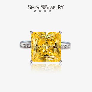 Shipei jewelry 925 silver 8 karat luxury Princess Square 12*12 artificial high carbon diamond ring women a generation of hair