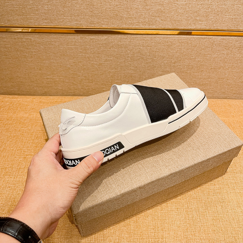 Super Popular White Shoes for Men, European High-End Luxury Brand, Soft Cowhide Slip-On Casual Sneakers, Size 37