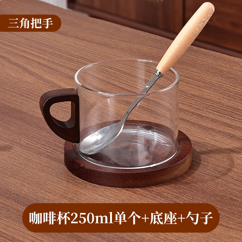 Taza de vidrio de alta temperatura de alto silicio de silicio, taza de alta calidad, taza de agua de alto valor, taza de café de madera de latte americana