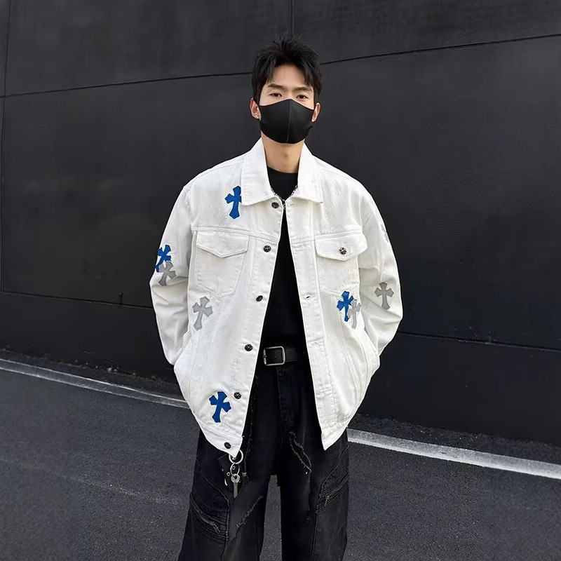 American Retro Patchwork Denim Jacket for Men, Spring and Autumn Trendy Brand, Loose Casual Hip-Hop Cool Washed Jacket Top American Retro Patchwork Denim Jacket for Men, Spring and Autumn Trendy Brand, Loose Casual Hip-Hop Cool Washed Jacket Top