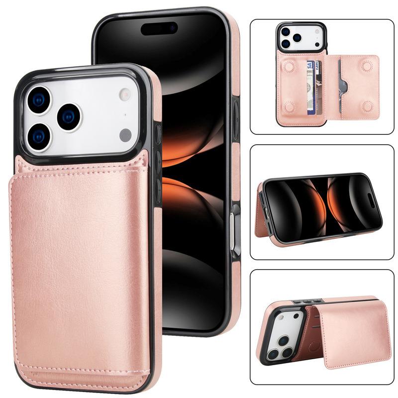 New Applicable Iphone17Pro Mobile Phone Case Apple 8Plus Back Cover Protective Leather Case Samsung S25U Card Case