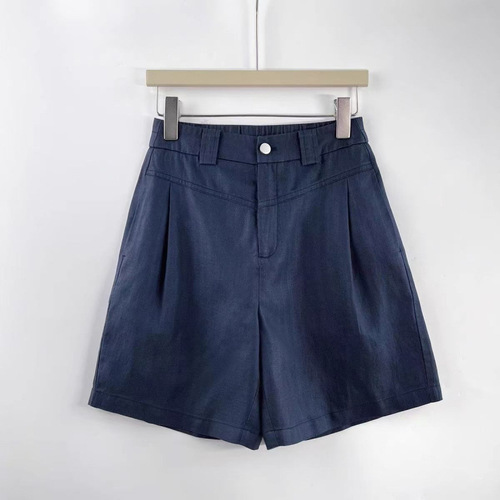 Plus-size women's silk and linen casual shorts 2025 summer thin breathable high-waisted slimming five-finger straight-leg pants