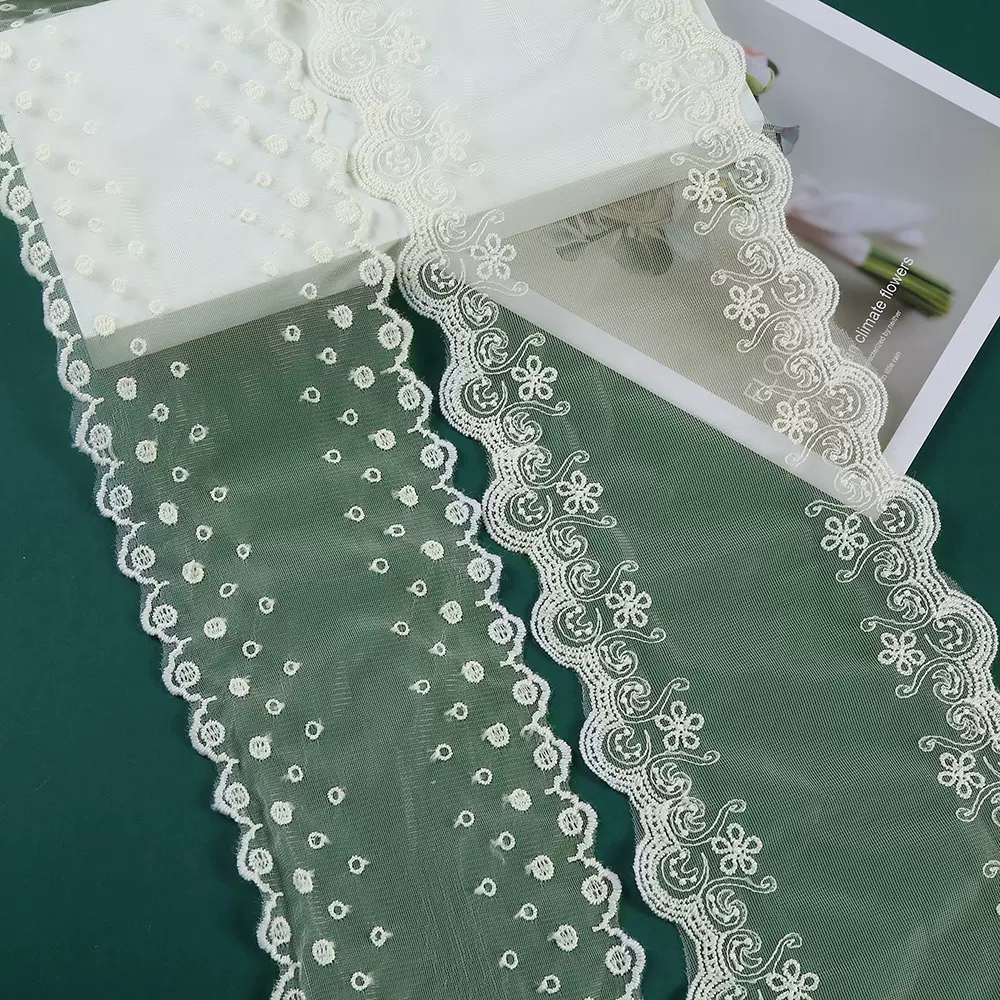 白色网纱刺绣波浪边花边花纹蕾丝辅料婚纱家纺手工DIY装饰花边