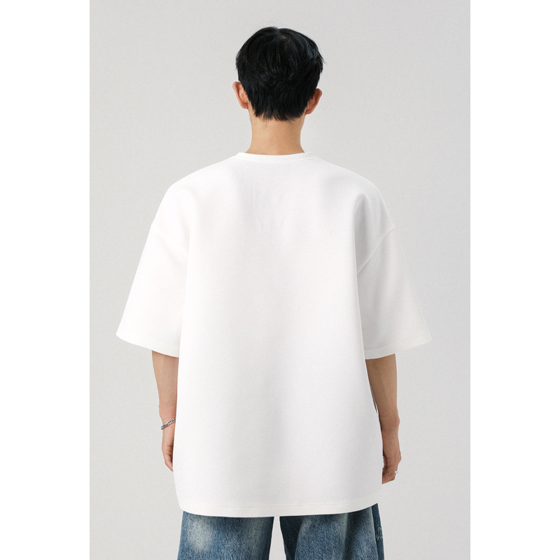 Hong Kong-style American High Street Brand Versatile Men's T-shirt, 2025 Summer New Model, Loose Fit, Trendy Solid_voghion.com