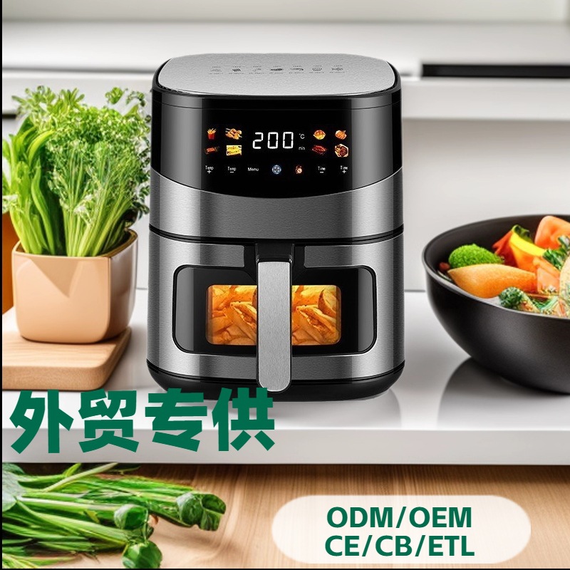 8L Cross-Border Foreign Trade Air Fryer Stainless Steel Multifunctional Large Capacity Visible Computerized Fryer Visible Large Capacity