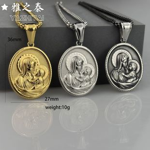 European and American Cross-Border New Madonna Pendant Chain Versatile Stainless Steel Men's Necklace Hanging Jewelry Factory Direct Sale