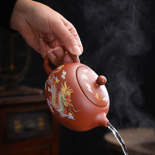 Zhuni purple clay pot Xishi pot Fengming pot color-changing teapot household tea Dahongpao pot handmade ceramic teapot