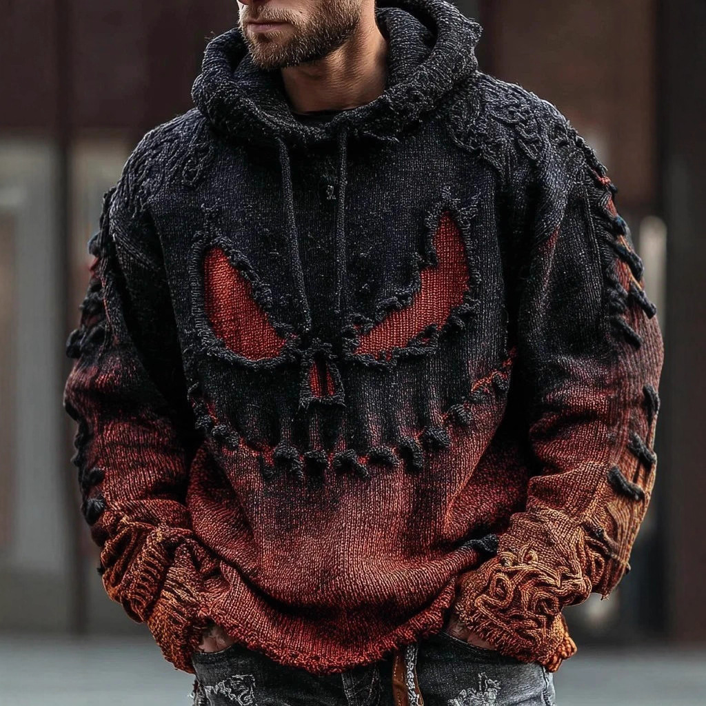 Cross-Border European and American Hooded Halloween Sweatshirt 3D Printed Women's European and American Autumn and Winter Printed Hooded Sweatshirt Distressed and Loose