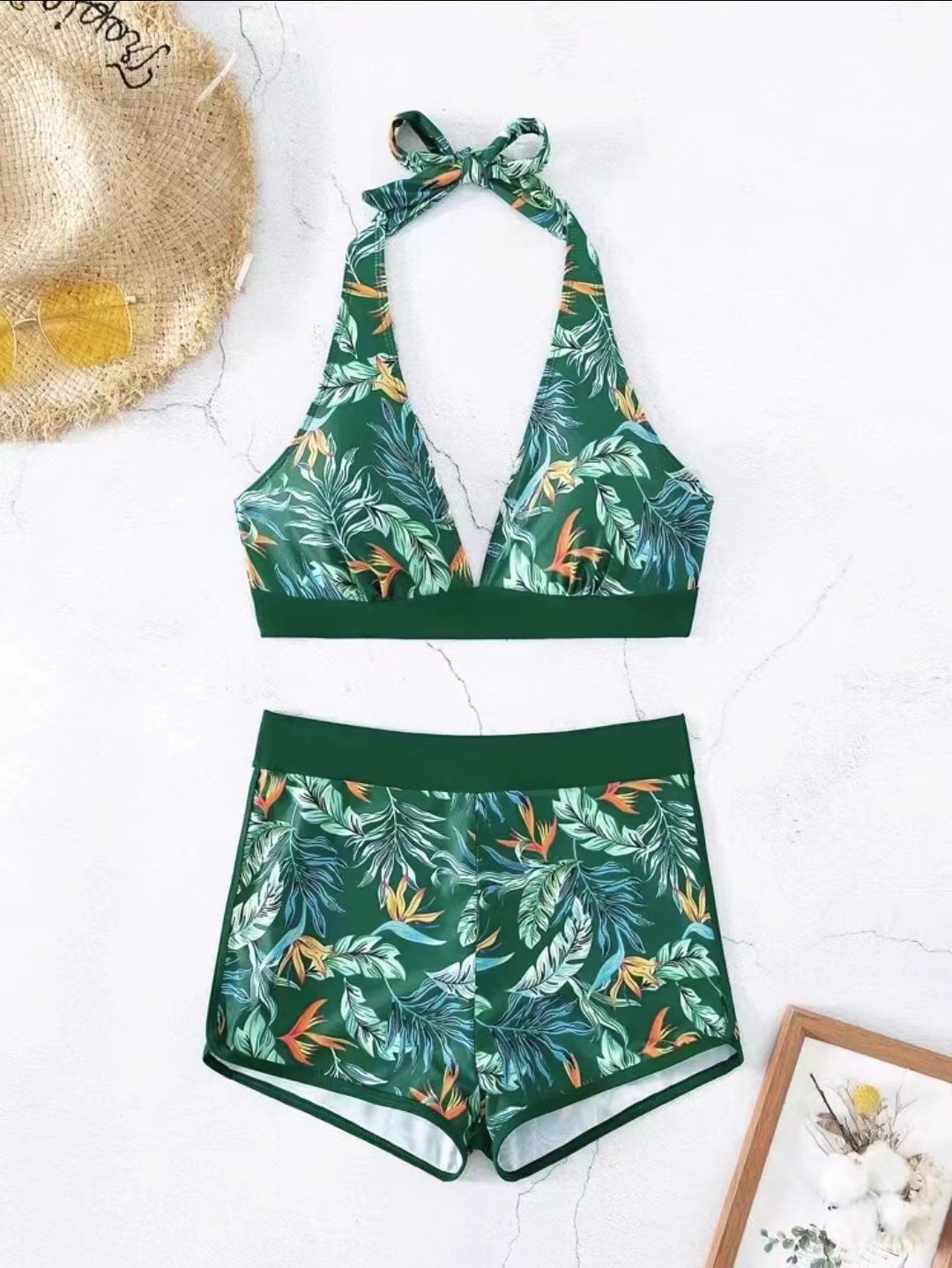 2024 New Print Hanging Neck Split Bikini Sexy High Waist_voghion.com