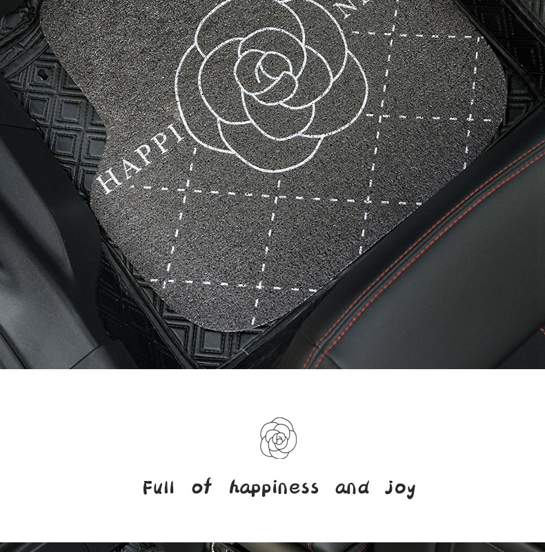 Camellia car foot mat silk ring simple printing car stain-resistant foot mat single piece thickened non-slip car foot mat