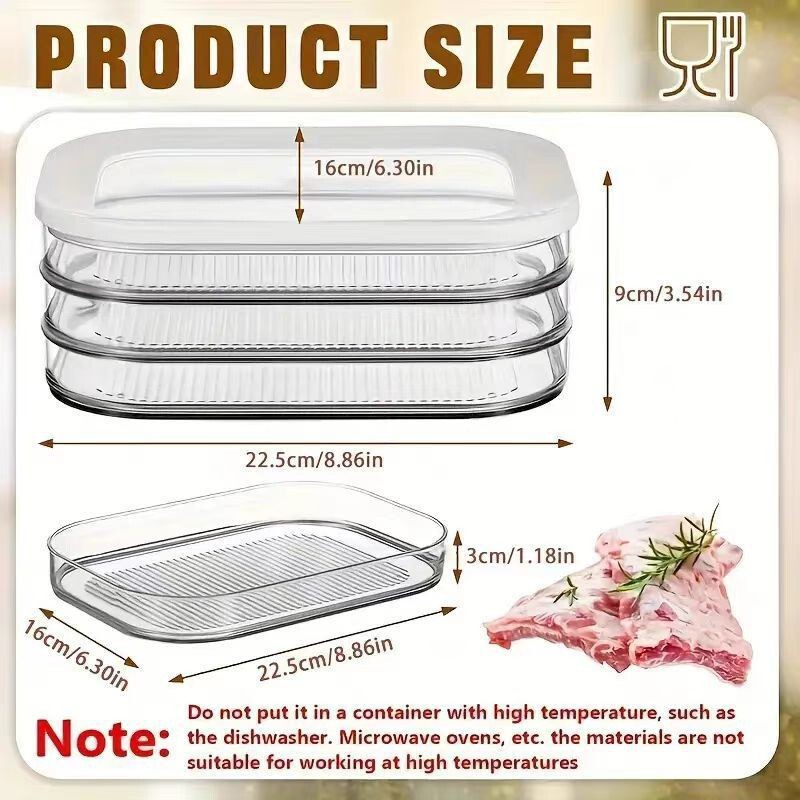 Delicatessen Frozen Meat Box, Multi-Layer Refrigerator Sealed Storage Box, Bacon Food Storage Box with Lid, Transparent Portioned Fresh-Keeping Box Delicatessen Frozen Meat Box, Multi-Layer Refrigerator Sealed Storage Box, Bacon Food Storage Box with Lid, Transparent Portioned Fresh-Keeping Box