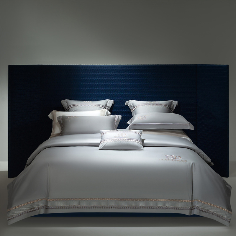 100 long-staple cotton embroidery four-piece cotton light luxury simple embroidery high-end bedding 100 long-staple cotton embroidery four-piece cotton light luxury simple embroidery high-end bedding
