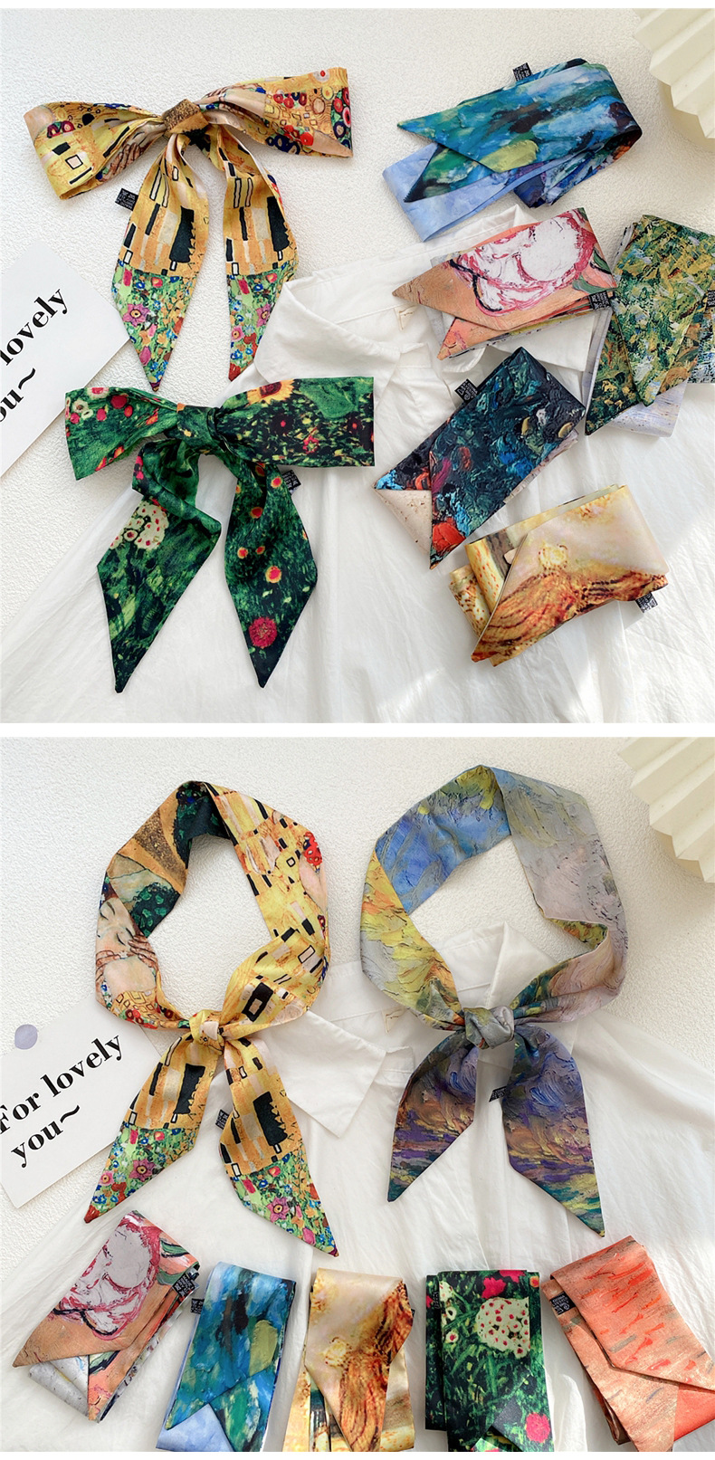 50g Weight Women's Sweet Oil Painting Polyester Silk Scarves
