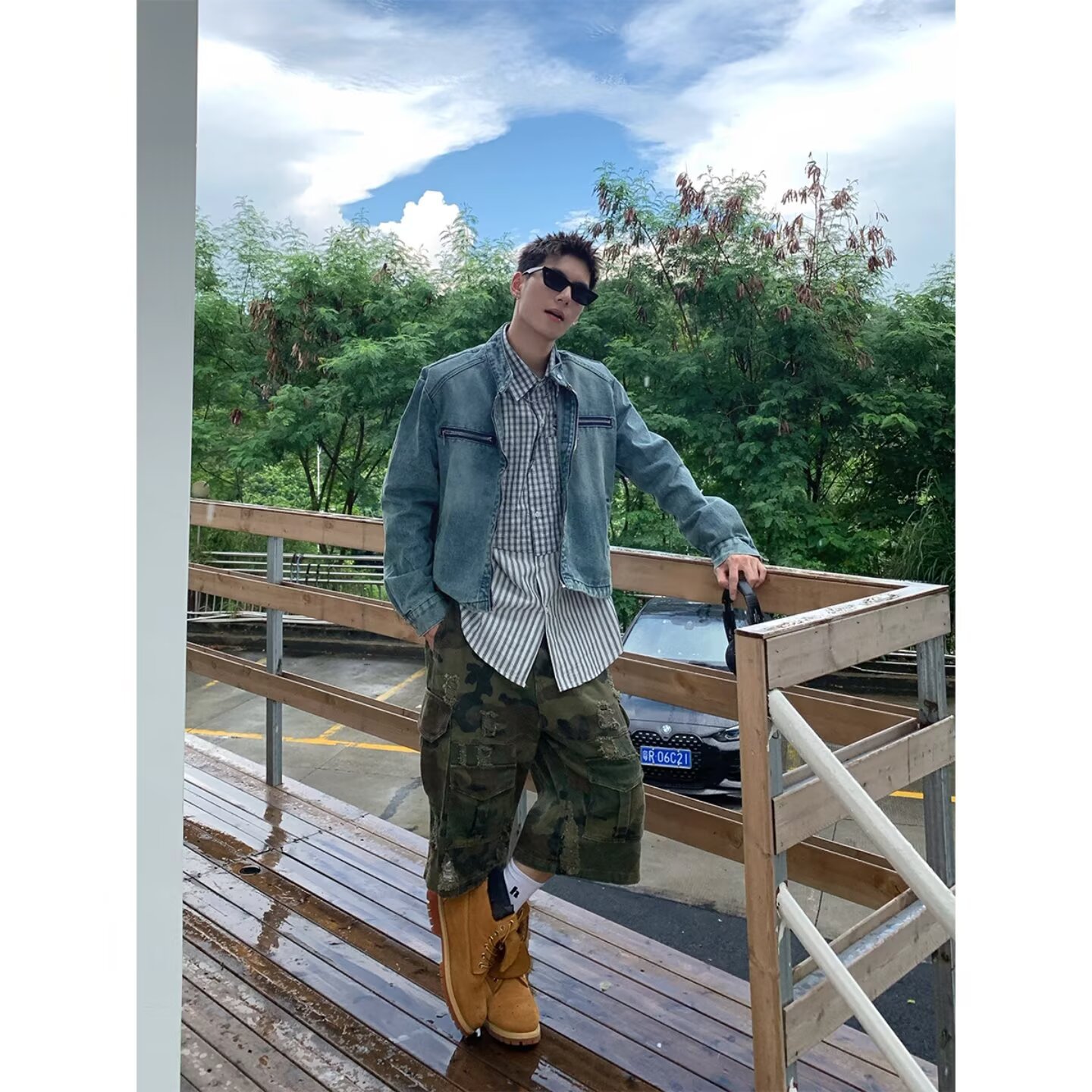 美式复古水洗短款牛仔外套男女设计感小众宽松夹克上衣洋气甜美