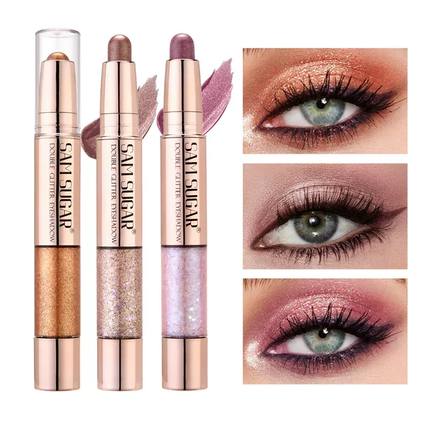 Sam Sugar 6-Color Double-Ended Eye Shadow Pen Stick Eye Shadow Liquid Gradient Fine Glitter Pearlescent Brightening and Contouring Silkworm Pen Cross-Border