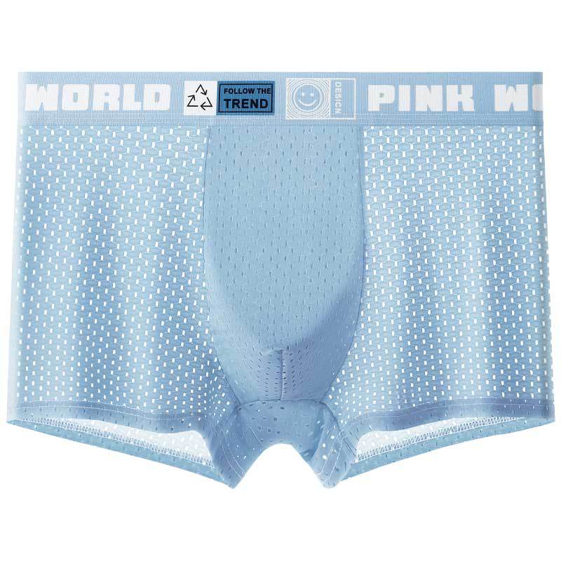 Ropa interior de seda de hielo de los hombres de verano fino Boxer shorts cabeza de malla transpirable deportes jóvenes niños Boxer shorts